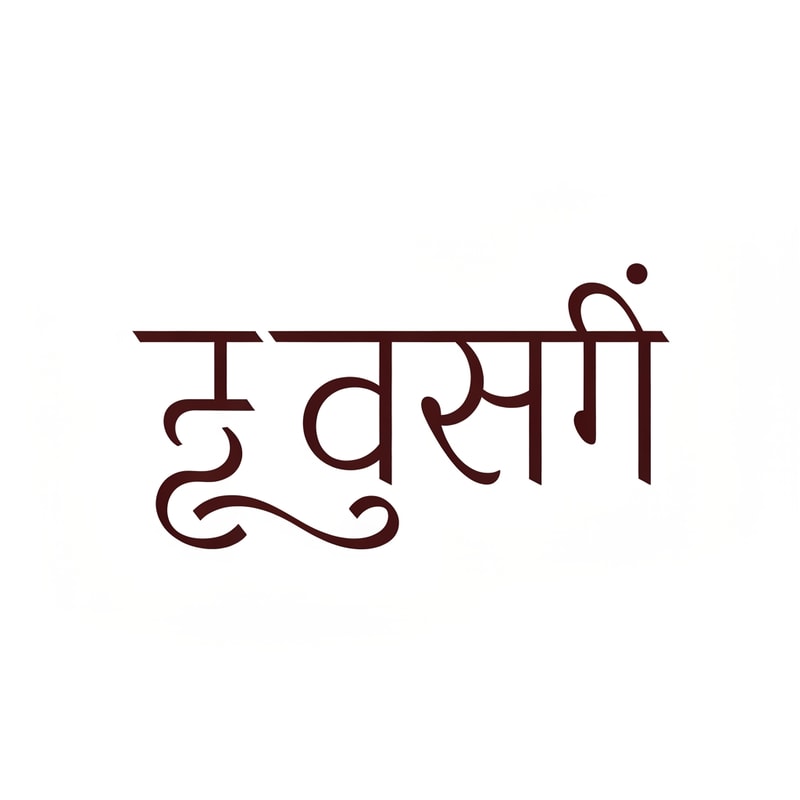 Use the upper horizontal line of “D” extending across the word, echoing the Devanagari shirorekha line — merges Sanskrit heritage with English precision.