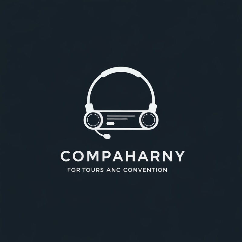 Company logo for a company that is renting headsets for tours anc convention, 
Make it looks slick, modern professional and minimalist