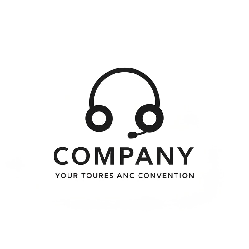 Company logo for a company that is renting headsets for tours anc convention, 
Make it looks slick, modern professional and minimalist