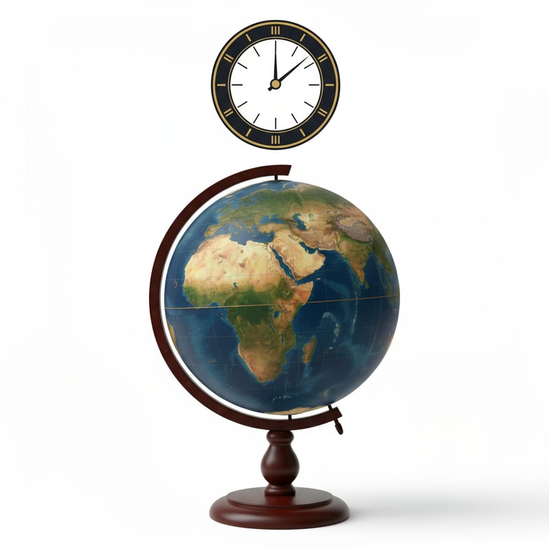 make picture of a big globe and a clock over it
