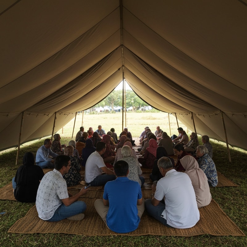 make visitors sitting on the ground, the tent bigger style of beduin tent