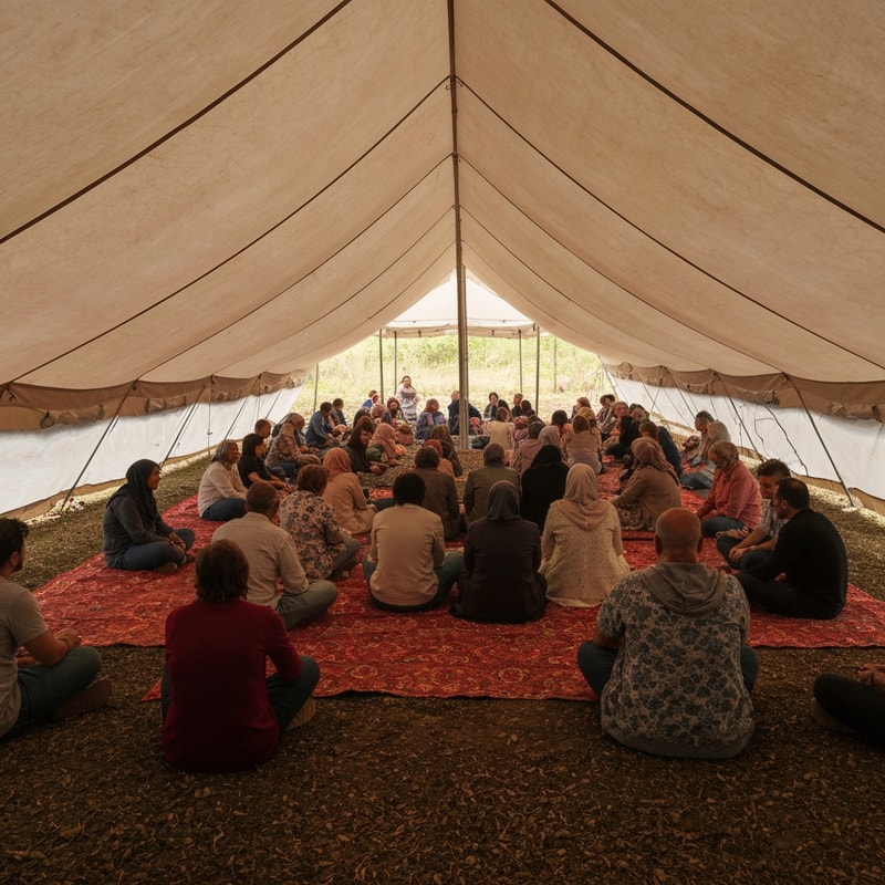 make visitors sitting on the ground, the tent bigger style of beduin tent