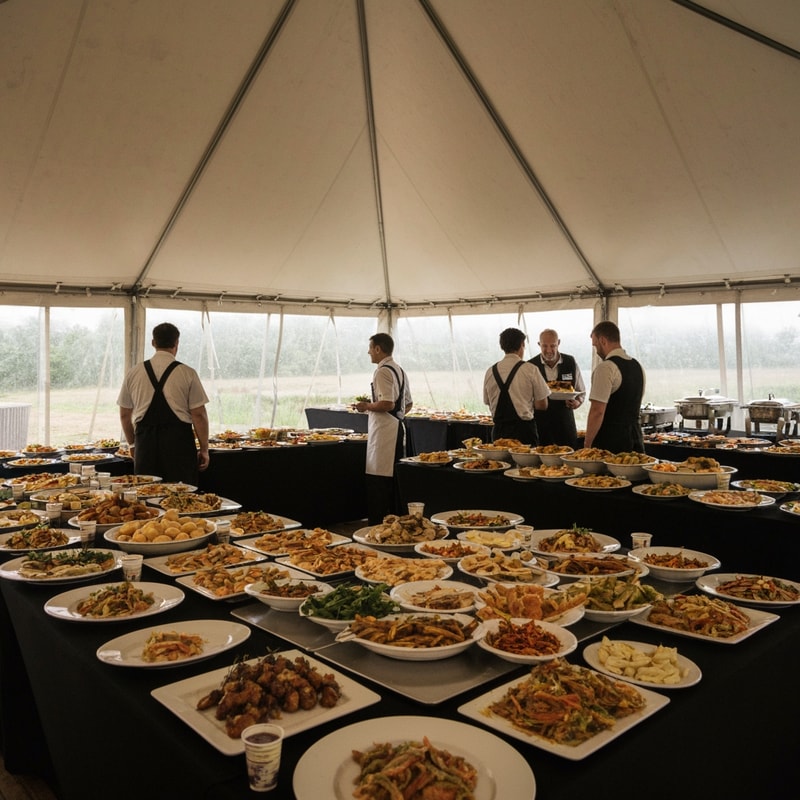 add food serving, make tent bigger