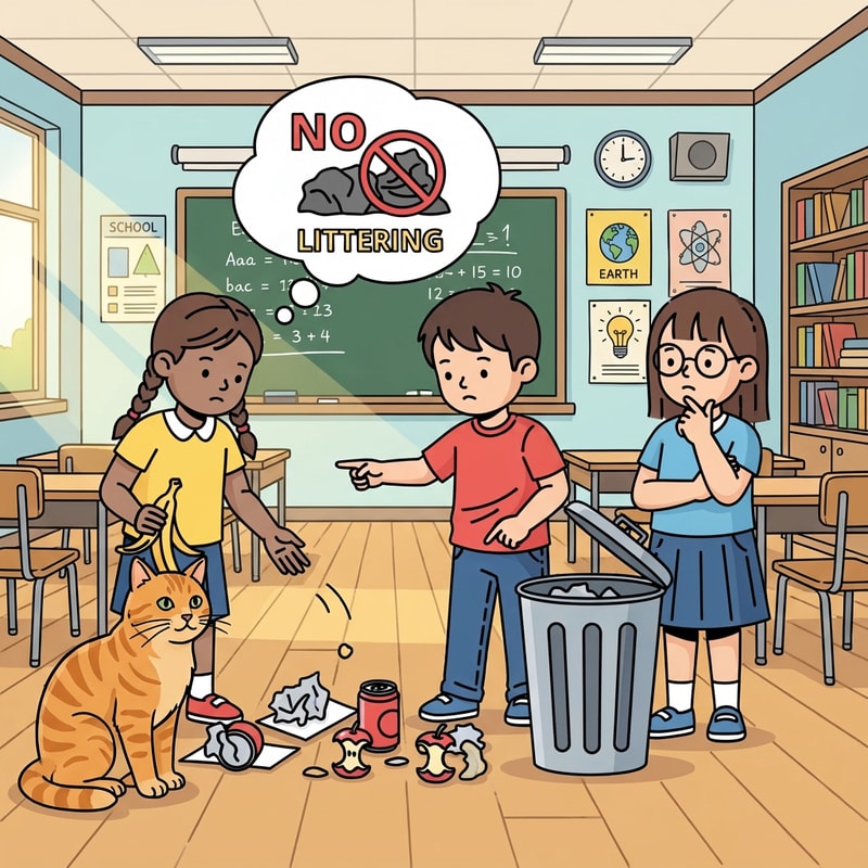 Seamlessly blend and merge Add the cat and the kids to class room in school.
