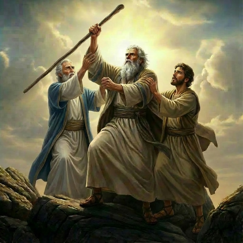 lift the left side hand of Moses higher