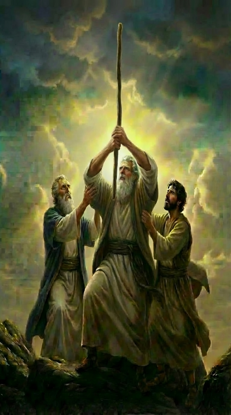 make the right person, hold Moses hand from the elbows. keep everything else exactly the same