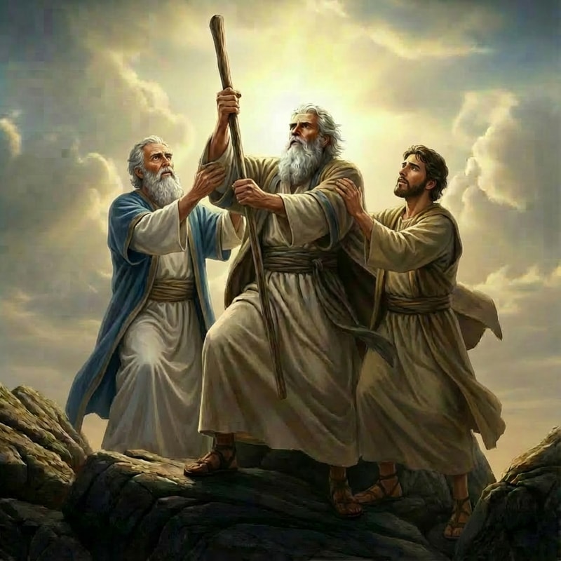 Add Aharon and Hur holding his hands