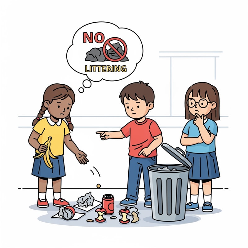 clip art of children not allowed to throw garbage on floor
