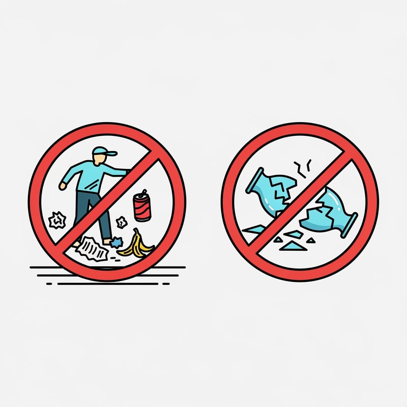 clip art of no throwing garbage on floor and no breaking things