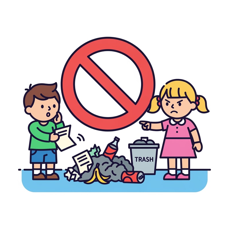 clip art of children not allowed to throw garbage on floor