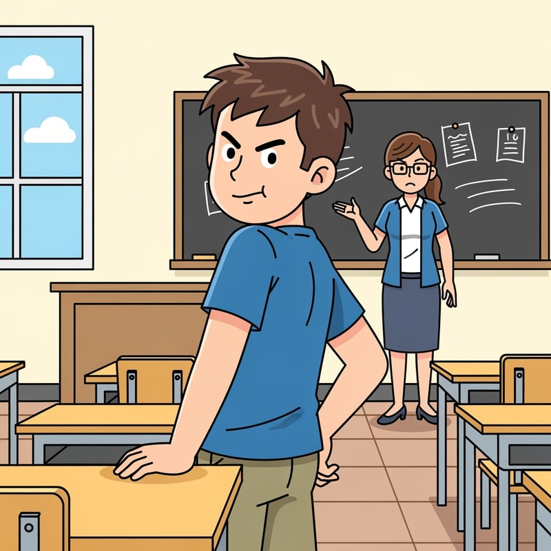 make clipart of student turning his back to the teacher
