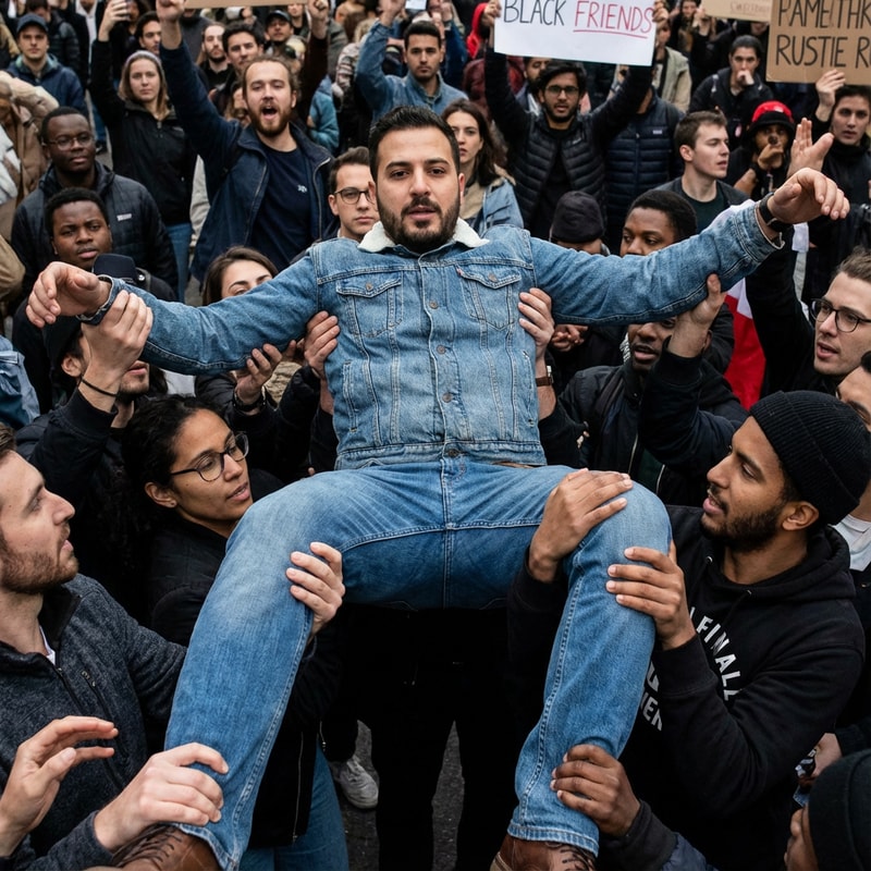 fix the fingers of those holding the man in the middle