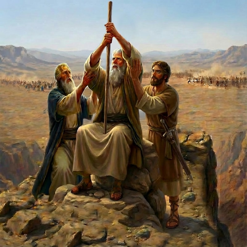 Add to the length of the stick above the hands of Moses.  no other changes