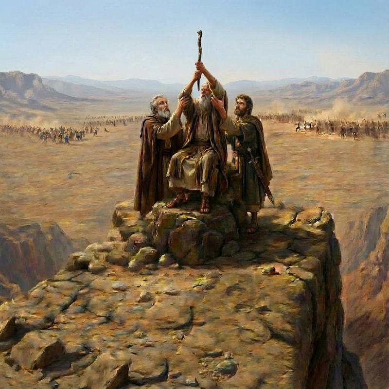 fix the skies around the hands of Moses holding the stick   no other changes