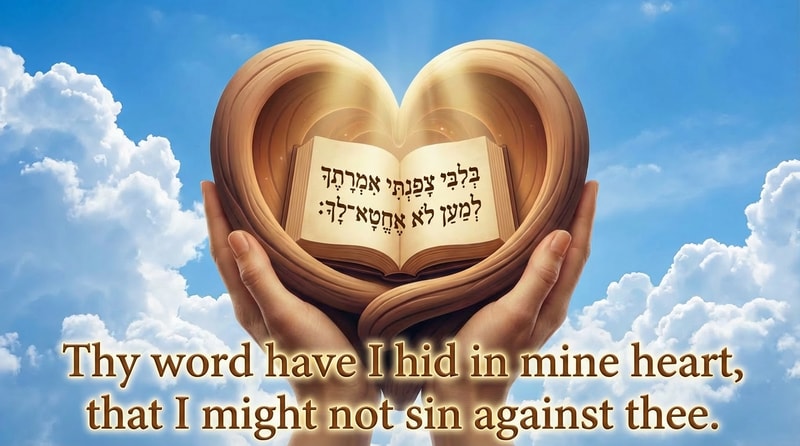add english text : Thy word have I hid in mine heart, that I might not sin against thee.