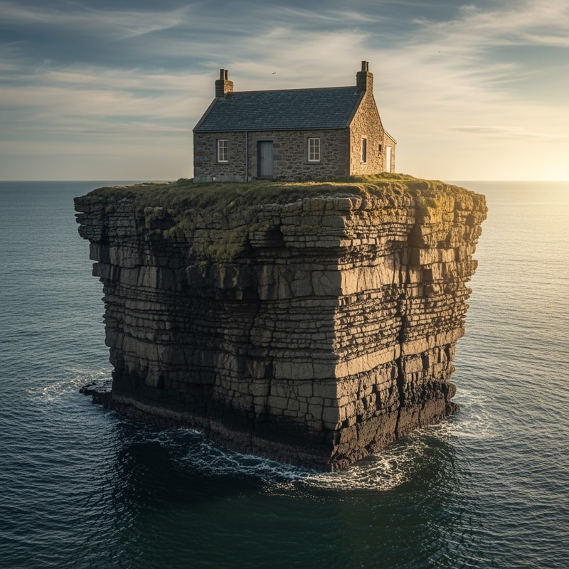 a house built on a wide rock