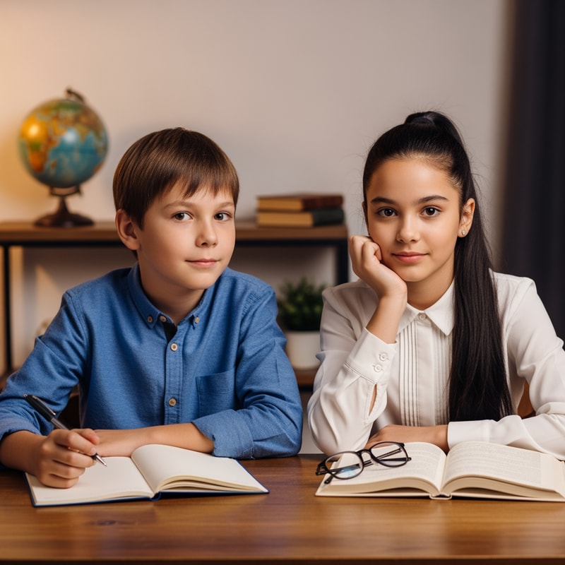 picture of a boy and a girl with a smart look