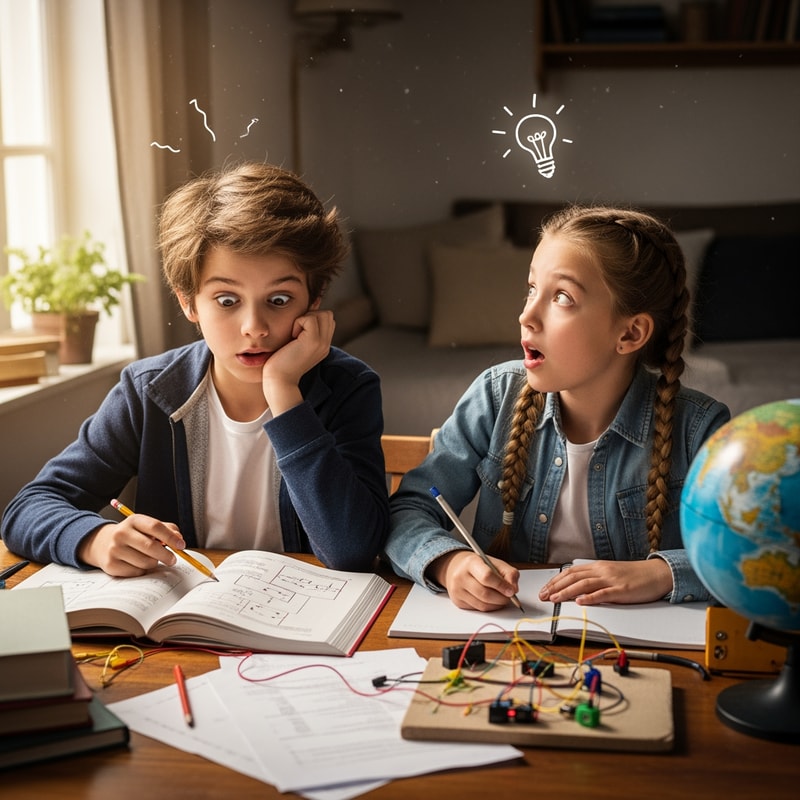 picture of a boy and a girl realizing something very smart
