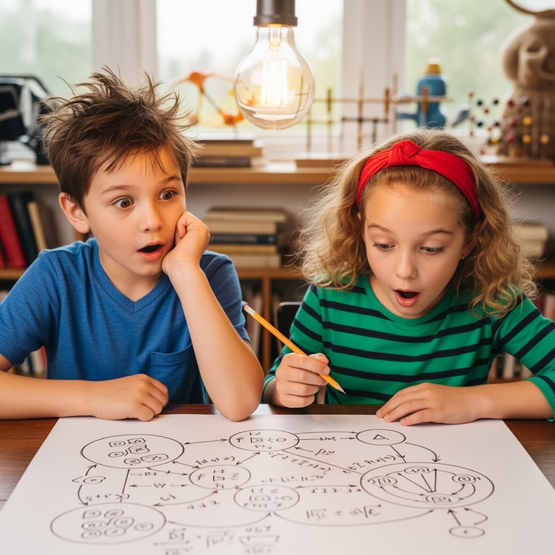picture of a boy and a girl realizing something very smart