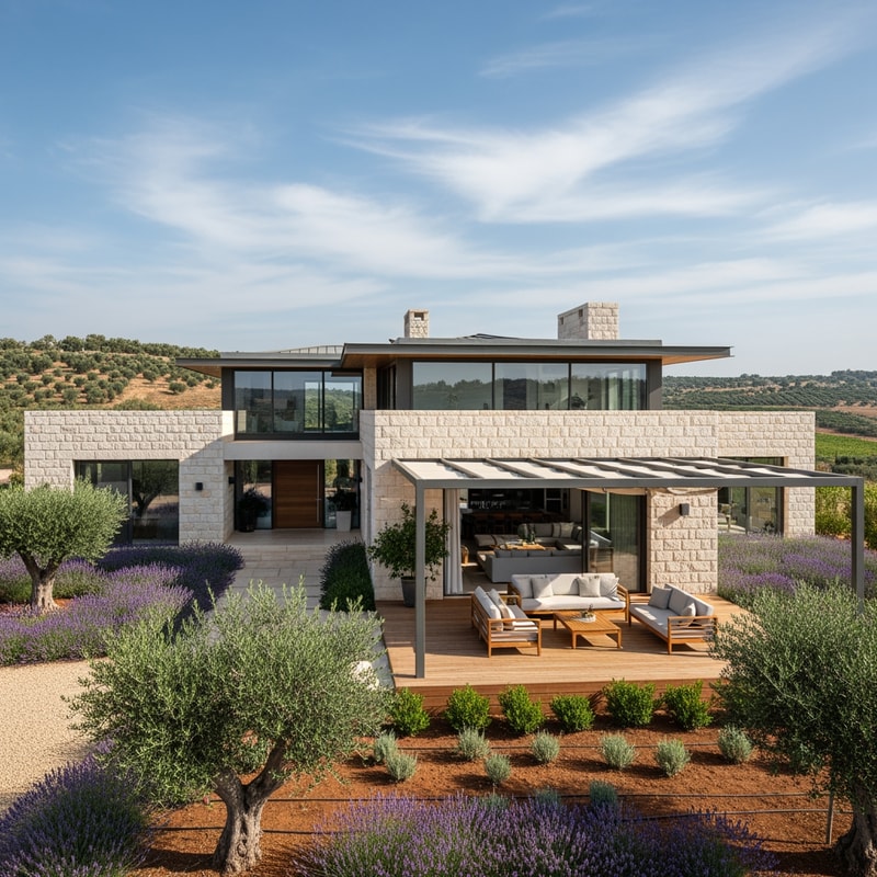 photo  of a modern  israeli country home