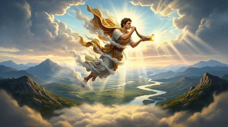 עשה את המלאך יוצא מתוך העננים לכיוון הארץ