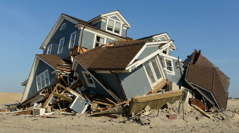 collapsed house like this