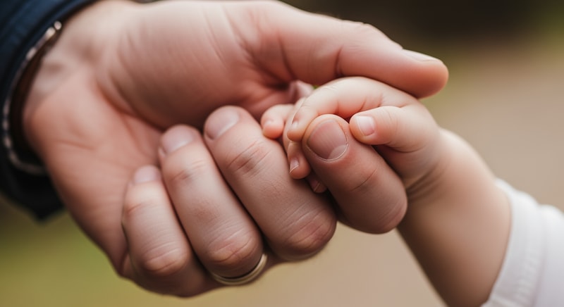 make picture of a hand of a father holding the hand of a child
