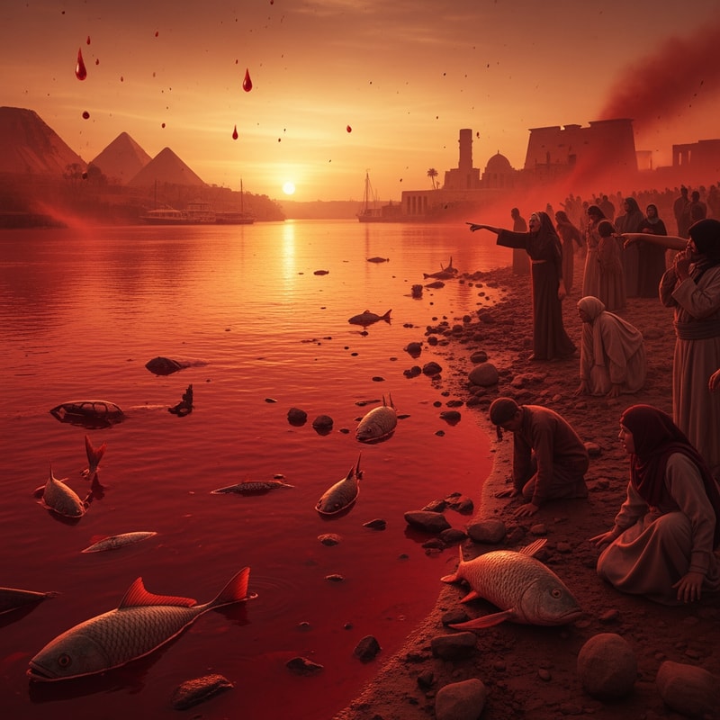 pictures of plague of blood in egypt