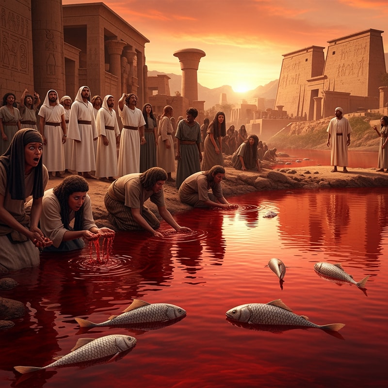 pictures of plague of blood in egypt