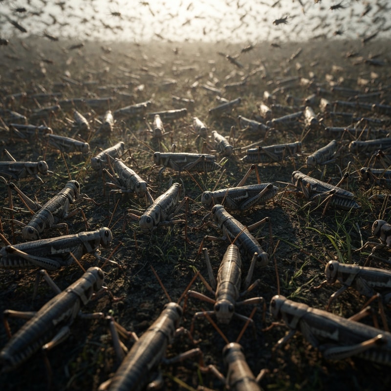 create a picture  of a sworn of locusts