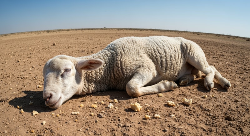 make a picture of a  passover lamb laying on the ground slain