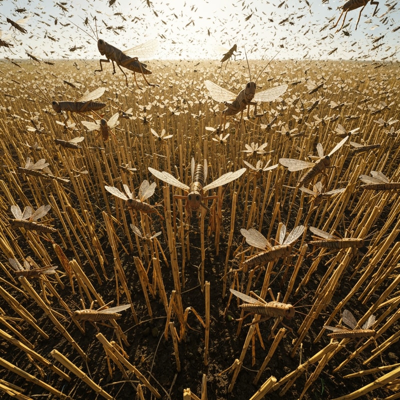 create a picture  of a sworn of locusts