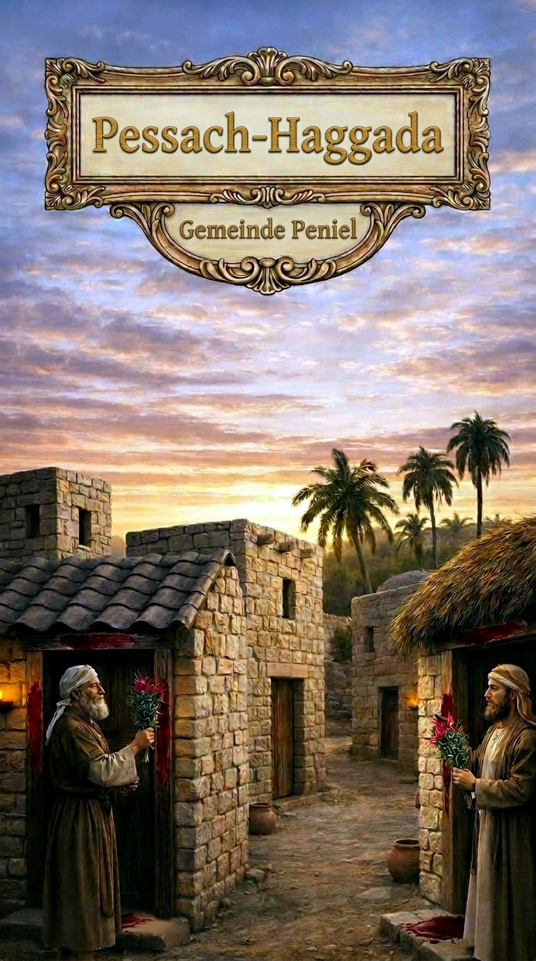 change the writing in the title to German - Pessach-Haggada,  Gemeinde Peniel