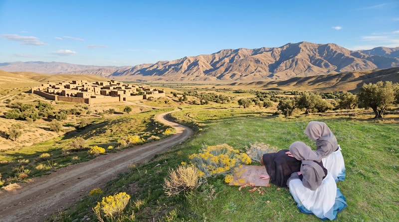 Add larger background  to the picture,  add a bible time village far away, mountains, dirt road