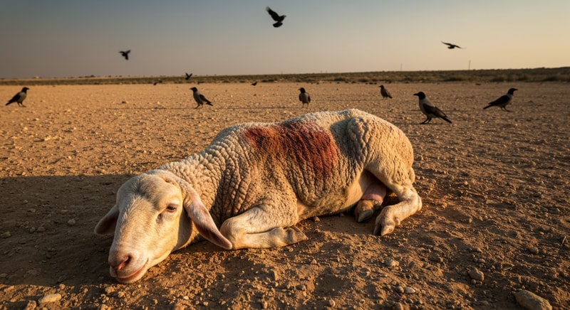 make a picture of a  passover lamb laying on the ground slain