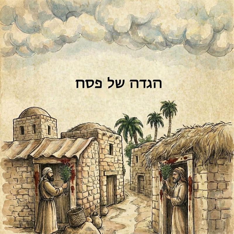 make the brush on the hands of the two men to be made of a small bunch of hyssop