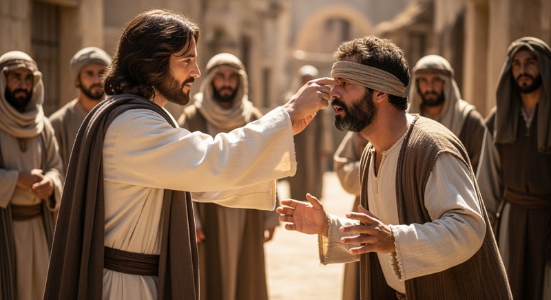 picture of jesus healimg the blind man