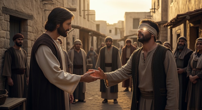 picture of jesus healimg the blind man