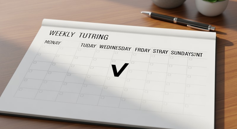 picture ofa weekly calendar with a V check on wednesday