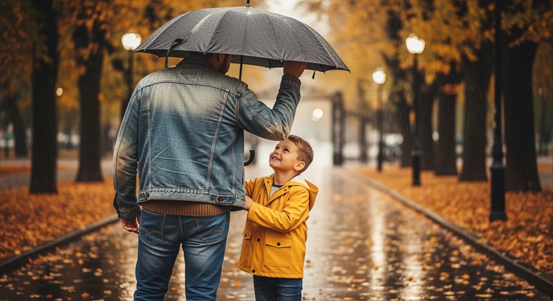 make picture of a father protecting his child