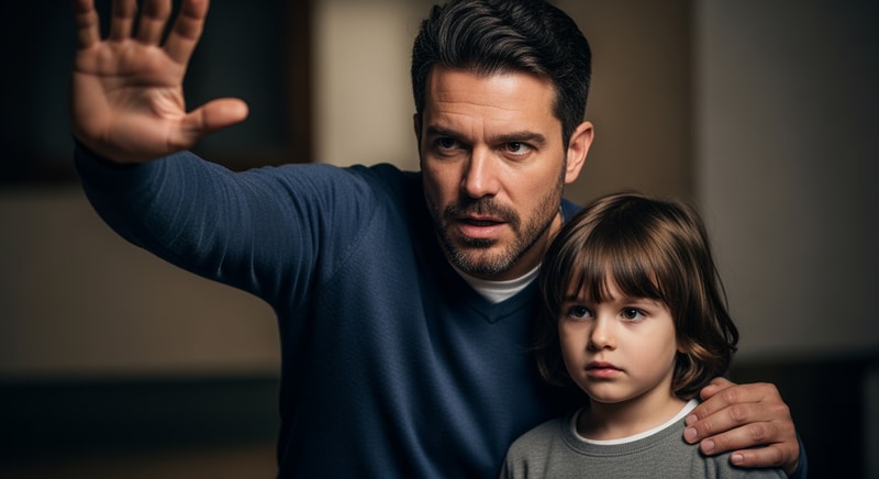 make picture of a father protecting his child