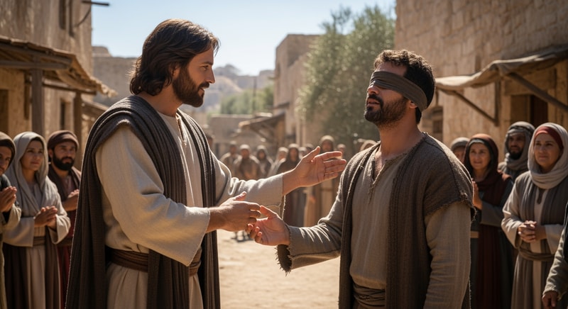 picture of jesus healimg the blind man