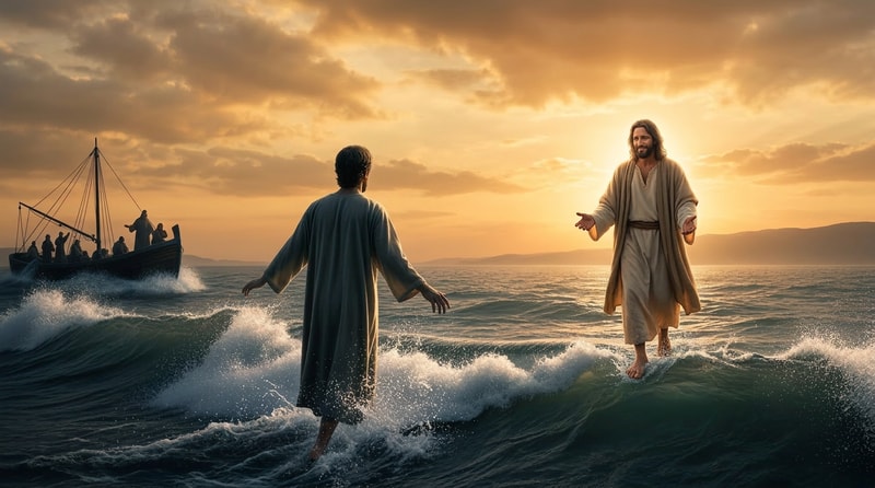 make jesus look more loving, no rays behind jesus, jesus walking on water to you se his feet