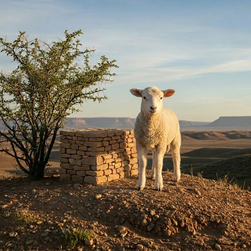 make the lamb stand in front of the altar