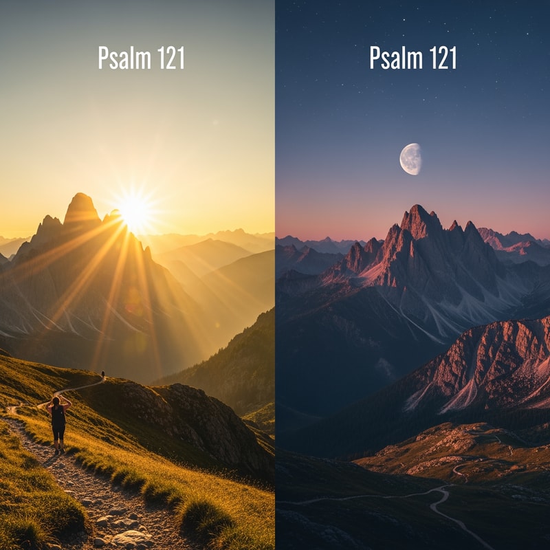 beautiful image illustrating Psalm 121. specific points: mountains, sun and moon