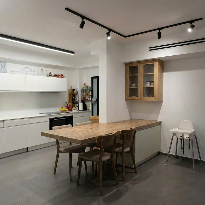 Add an upper cabinet above the lower cabinet. The upper cabinet should be 30 cm deep and 80 cm wide. The wall width is 100 cm. The cabinet should have two hinged doors, each door featuring glass panels.