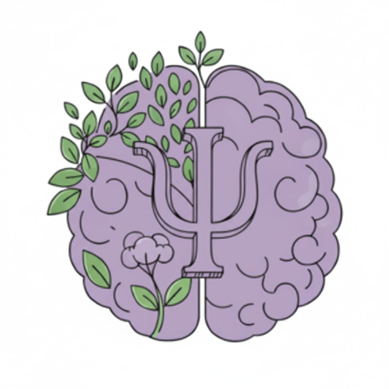 Remove the hand, Remove the drawing that is in the middle of the brain and do not replace it with anything. Only remove the elements that divide the brain into four parts, but keep everything else exactly the same. It should look like a unified brain while preserving the original design as it is. Remove the excess green in the upper-left area. Add a very thin Psi (Ψ) symbol, sized to match the brain, integrated into it as if it were part of the brain itself in 3D.Include the flower and leaf on the lower left side, remove the side parts that separate the brain, and increase the size of the psyche symbol so that the edges are blurred or open and reach the end of the brain.Include the flower and leaf on the lower left side, remove the side parts separating the brain, and increase the size of the psyche symbol as well as the size of the brain.