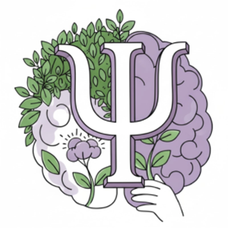 The Psi (Ψ) symbol must be much larger, since it is the element that should divide the brain according to the shape of the Psi itself. The symbol should take on the colors of the brain region it is dividing and should appear in 3D, blending naturally with the overall design while preserving the original aesthetic.