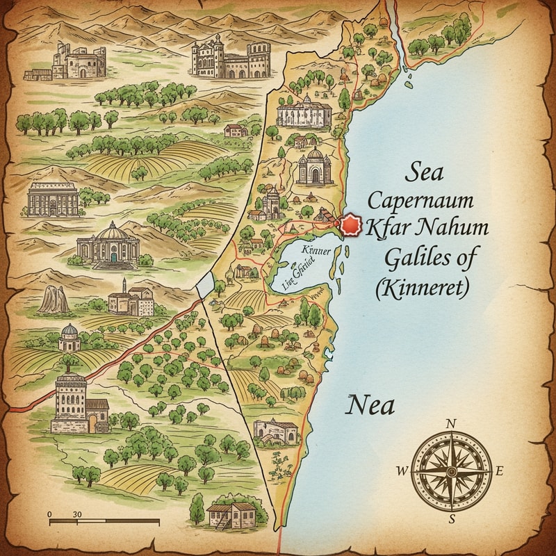 תיצור לי תמונה של כפר נחום על מפת ישראל