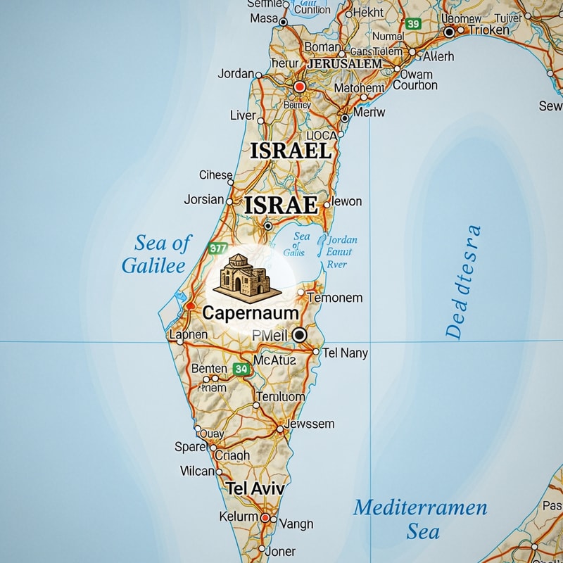 תיצור לי תמונה של כפר נחום על מפת ישראל